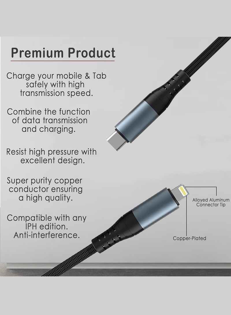 Chappeline CA19 Type-C to Lightning Data Sync and Charging Cable 27W Fast Charging - Black - Image 3